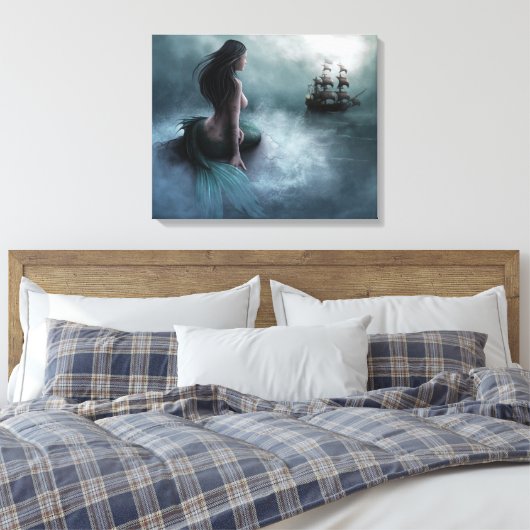 Mermaid and Pirate Ship Canvas Afdruk (Insitu (Slaapkamer))