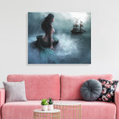 Mermaid and Pirate Ship Canvas Afdruk (Insitu (Woonkamer))