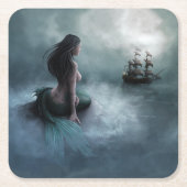 Mermaid and Pirate Ship Kartonnen Onderzetters (Voorkant)