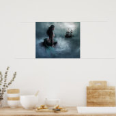 Mermaid and Pirate Ship Poster (Keuken)
