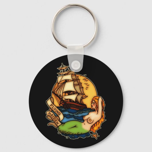 Mermaid and Pirate Ship Sleutelhanger (Voorkant)