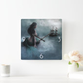 Mermaid and Pirate Ship Vierkante Klok (Huis)