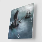 Mermaid and Pirate Ship Vierkante Klok (Hoek)
