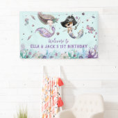 Mermaid and Pirate under the Zee Birthday Backdrop Spandoek (Insitu)