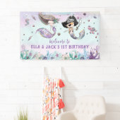 Mermaid and Pirate under the Zee Birthday Backdrop Spandoek (Insitu)