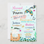 Mermaid and Pirate verjaardagsuitnodiging Boy Girl Kaart (Voorkant)
