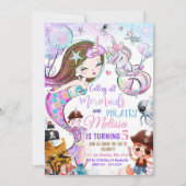 Mermaid and Pirates Birthday Invitation Unicorn Kaart (Voorkant)