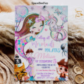 Mermaid and Pirates Birthday Invitation Unicorn Kaart