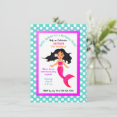 Mermaid and Polka Dot Party Invitation Kaart (Staand voorkant)