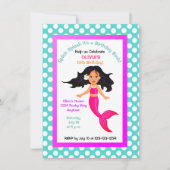 Mermaid and Polka Dot Party Invitation Kaart (Voorkant)