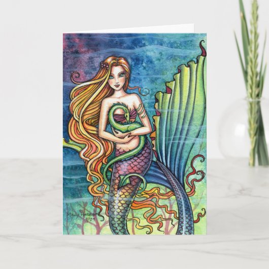 Mermaid and Sea Dragon Card by Molly Harrison Kaart (Voorkant)