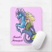 Mermaid and Seahorse Waterverf Mousepad Muismat (Met muis)