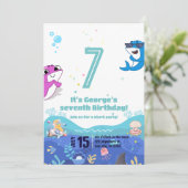 Mermaid and Shark Birthday Kaart (Staand voorkant)