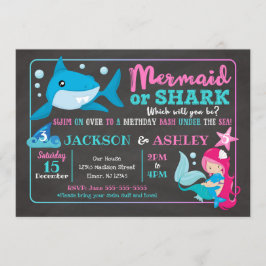 Mermaid and Shark Joint Birthday Invitation Kaart