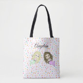 Mermaid and Snoep Sprinkles Personalized Canvas ta Tote Bag (Voorkant)