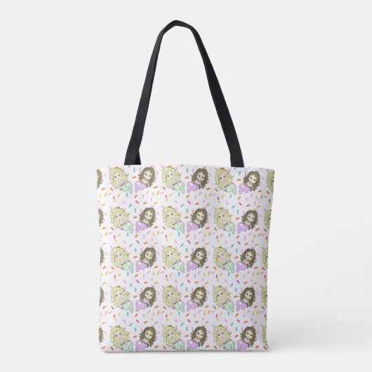 Mermaid and Snoep Sprinkles Personalized Canvas ta Tote Bag (Achterkant)