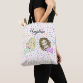 Mermaid and Snoep Sprinkles Personalized Canvas ta Tote Bag (Dichtbij)