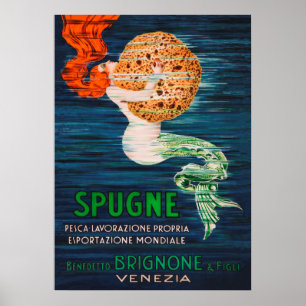 Mermaid and Sponge Advertisement Poster