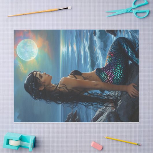 Mermaid and the Full Moon Tissue Paper Tissuepapier (Craft)