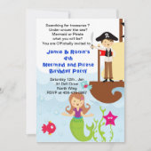 Mermaid and the Pirate Brithday Invitation Kaart (Voorkant)