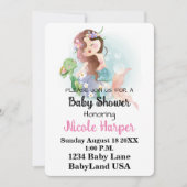 Mermaid and Turtle Baby shower Invite Feestdagenkaart (Voorkant)