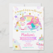 Mermaid and Unicorn Magical Birthday Invitation Kaart (Voorkant)