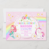 Mermaid and Unicorn Magical Birthday Invitation Kaart (Voorkant)