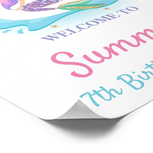 Mermaid and Unicorn Pool Birthday Welcome Poster (Hoek)