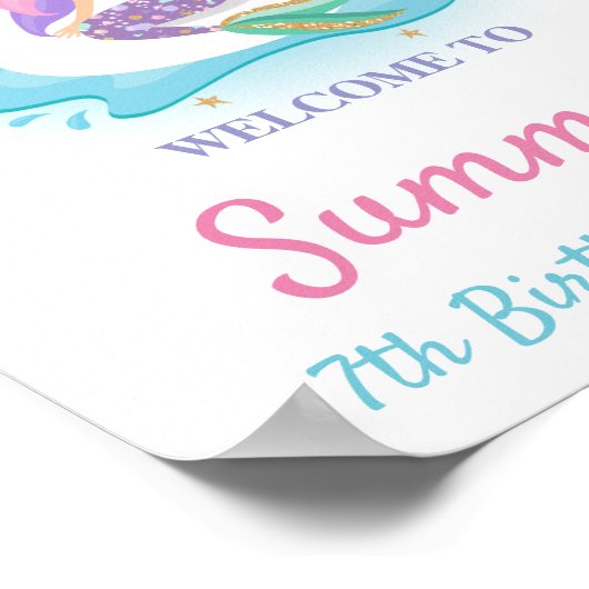 Mermaid and Unicorn Pool Birthday Welcome Poster (Hoek)