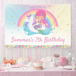 Mermaid and Unicorn Pool Birthday Welcome Spandoek