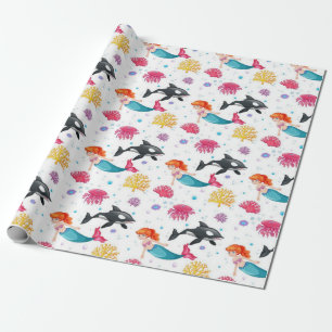 Mermaid and Whales Patroon Cadeaupapier