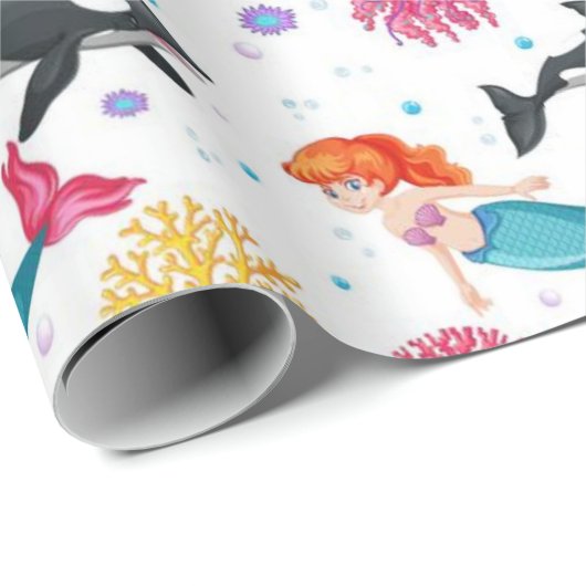 Mermaid and Whales Patroon Cadeaupapier (Rol Hoek)
