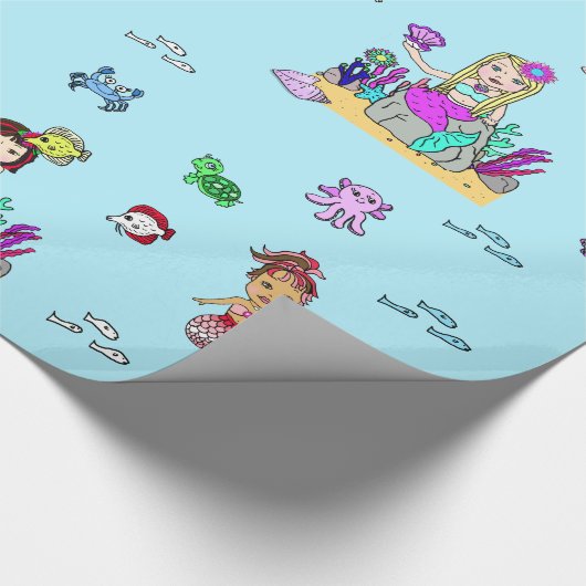 Mermaid and Zee Creatures Girl's Gift Wrap Cadeaupapier (Hoek)