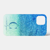 Mermaid Aqua Blauwgroen Blue Ombre Sparkle Glitter Case-Mate iPhone Case (Achterkant (horizontaal))