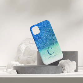 Mermaid Aqua Blauwgroen Blue Ombre Sparkle Glitter Case-Mate iPhone Case