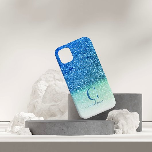 Mermaid Aqua Blauwgroen Blue Ombre Sparkle Glitter Case-Mate iPhone Case