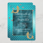 Mermaid Aqua Blauwgroen Gold Silver Sparkle Glitte Kaart (Voorkant / Achterkant)