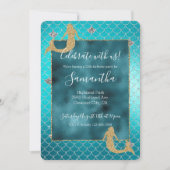 Mermaid Aqua Blauwgroen Gold Silver Sparkle Glitte Kaart (Voorkant)