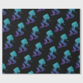 Mermaid aqua blue ombre Sparkles black Cadeaupapier (Vlak)