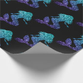 Mermaid aqua blue ombre Sparkles black Cadeaupapier (Hoek)