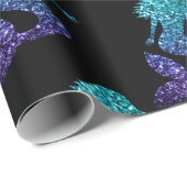 Mermaid aqua blue ombre Sparkles black Cadeaupapier (Rol Hoek)