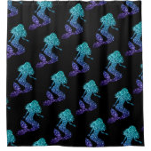 Mermaid aqua blue ombre Sparkles black Douchegordijn (Voorkant)