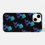 Mermaid aqua blue ombre Sparkles black iPhone Hoesje (Achterkant horizontaal)