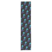 Mermaid aqua blue ombre Sparkles black Korte Tafelloper (Voorkant)