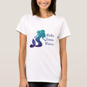 Mermaid aqua blue ombre Sparkles maakt wat golven T-shirt