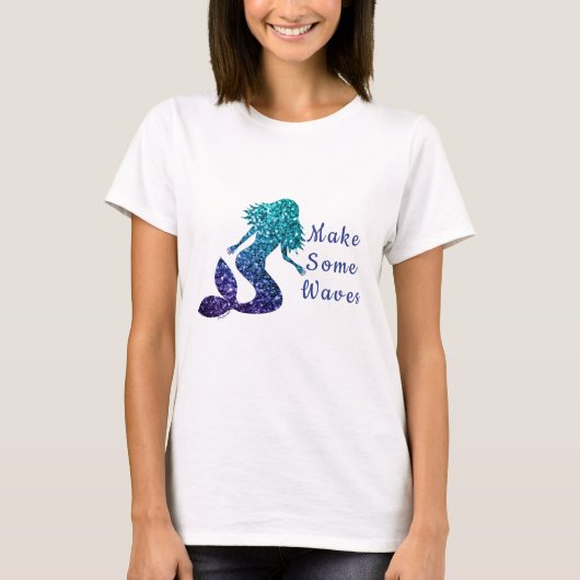 Mermaid aqua blue ombre Sparkles maakt wat golven T-shirt (Voorkant)