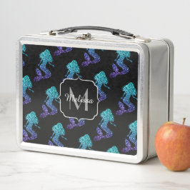 Mermaid aqua blue ombre Sparkles Monogram