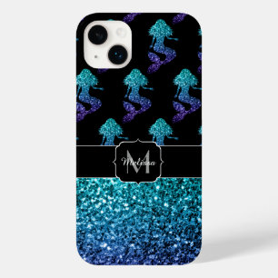 Mermaid aqua blue ombre Sparkles Monogram Case-Mate iPhone 14 Plus Hoesje