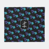 Mermaid aqua blue ombre Sparkles Monogram Fleece Deken (Voorkant (Horizontaal))