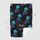 Mermaid aqua blue ombre Sparkles Monogram Golfhanddoek (Insitu)